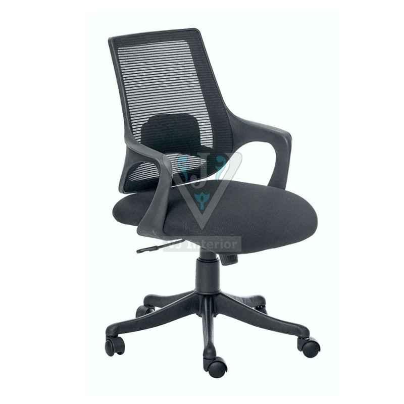 VJ Interior 18-22x19 inch Black Mid Back Mesh Office Chair, VJ-1905