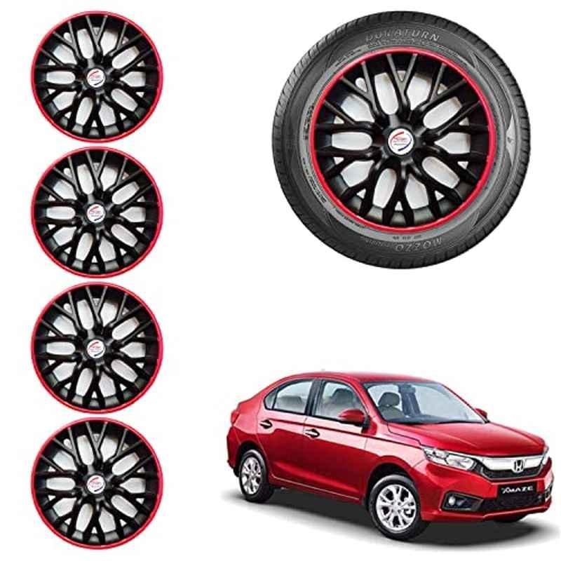 Auto Pearl 4 Pcs 14 inch ABS Black & Red Car Wheel Cover Set for Honda Amaze 2018