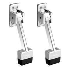 Plantex Heavy Duty 5 inch Kick Down Door Stopper with Strong Rubber Grip for Tile/Vinyl/Hardwoods/Stops for Door (Pack of 2) Silver Chrome