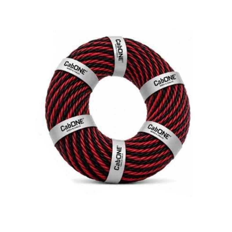 CabONE 23/76 Red & Black 2 Core PVC Insulated Twisted Flexible Aluminium Cable, Length: 90 m