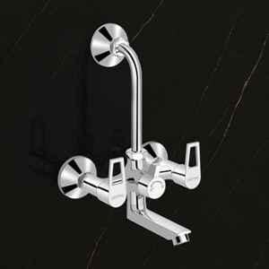 Plantex 2-in-1 Wall Mixer for Bathroom/Mixer L-Bend Provision for Overhead/Mixer Tap for Bathroom with Water Saving Nozzle & Wall Flange (3215, Chrome)