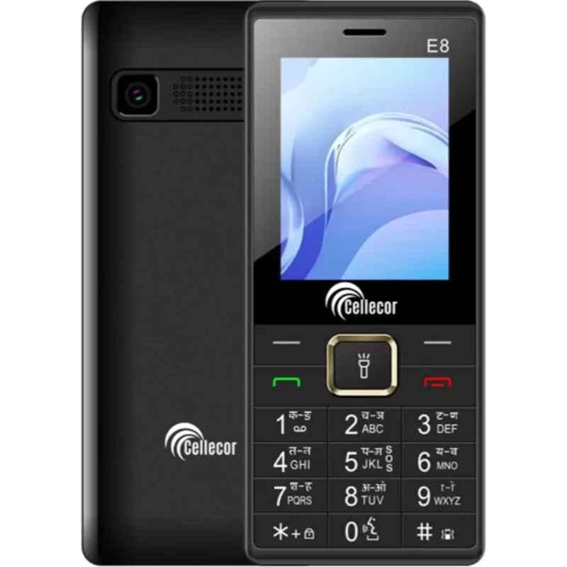 Cellecor E8 32GB/32GB 2.4 inch Black Dual Sim Feature Phone with Torch Light & FM