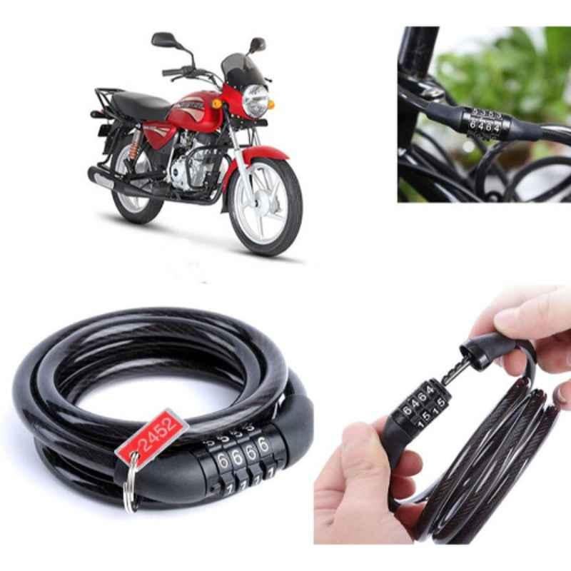 Auto Pearl PVC & Plastic Black 4 Digit Combination Cable Lock, 765