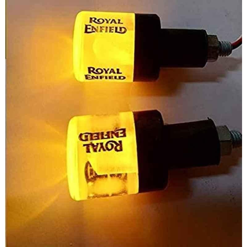 AOW Handle Bar End Dual Led Crystal Side Indicator Lights (Blue) for Royal Enfield Models K-6.88(Set of 2)