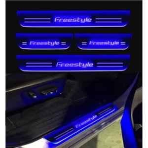 SureStrive 4 Pcs Acrylic Car Side Footstep Set with Blue LED Door Sill Scuff Plate for Ford Freestyle All Model