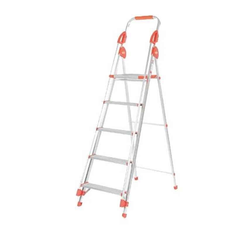 Bathla Zenith 5 Step Silver & Orange Aluminium Ladder