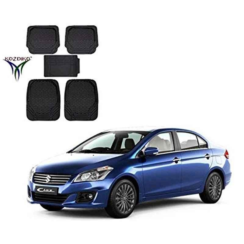 Kozdiko 8855TW 5 Pcs Rubber Black Rubber Car Mat Set for Maruti Suzuki Ciaz Facelift 2018-Present