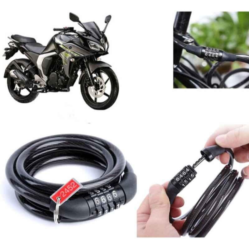 Auto Pearl PVC & Plastic Black Combination Cable Lock for Fazer-FI BS6