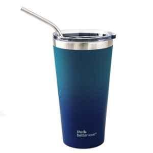 The Better Home 450ml Stainless Steel Aqua & Blue Insulated Tumbler with Straw & Lid