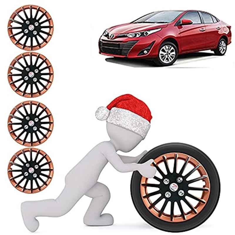 Auto Pearl 4 Pcs 15 inch ABS Camry Copper & Black Car Wheel Cover Set for Toyota Yaris
