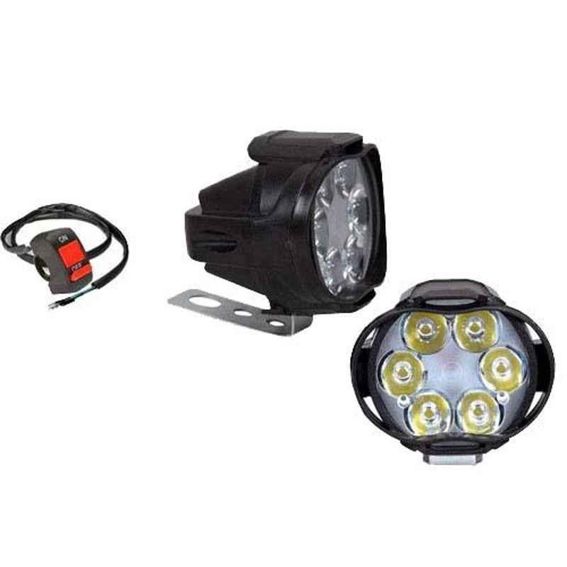 AllExtreme EX6FS2P 6 LED 10W Waterproof White Spot Beam Pod Fog Light with Switch Set