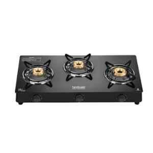 Hindware Miracle 3B Glass Top Cooktop with 3 Brass Burner & Manual Ignition