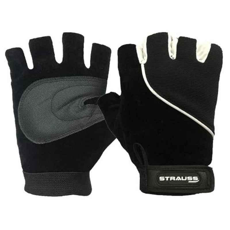 Strauss Large Black Comfort Stretch Back Cut Finger Gloves, ST-1282