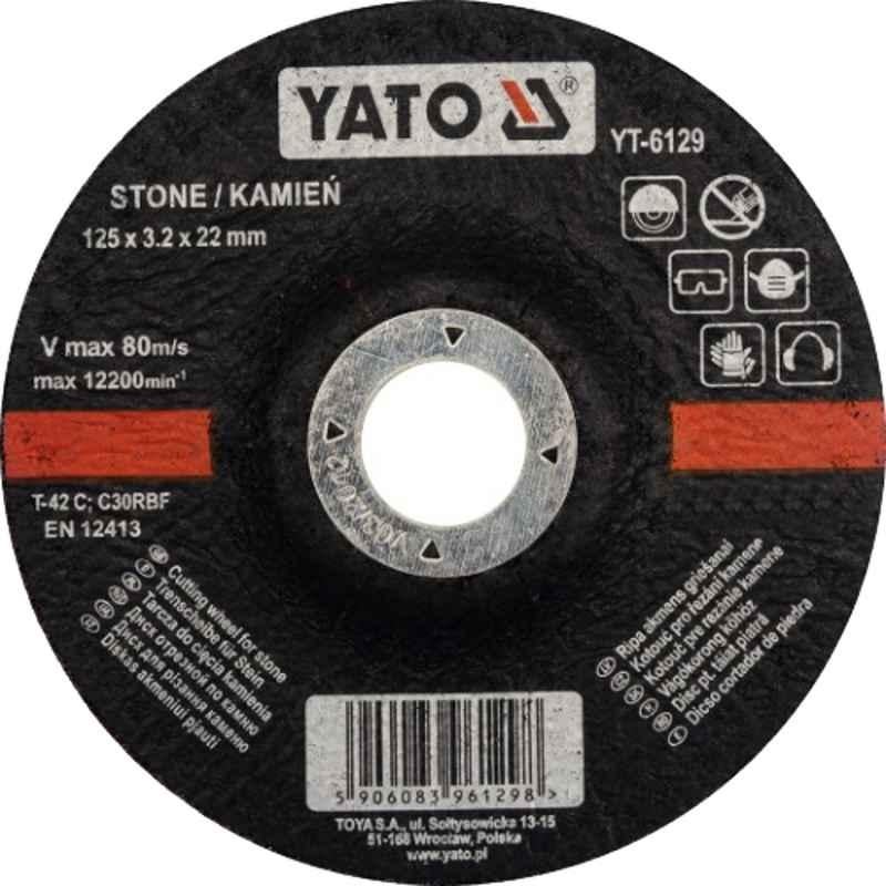 Yato 125x22x3.2mm Depressed Center Stone Cutting Disc, YT-6129