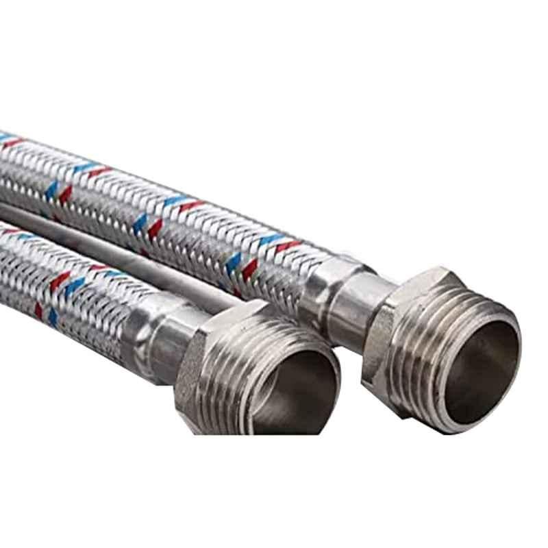 1/2x1/2 inch 3ft Stainless Steel Flexible Pipe Tap Connector (Pack of 2)