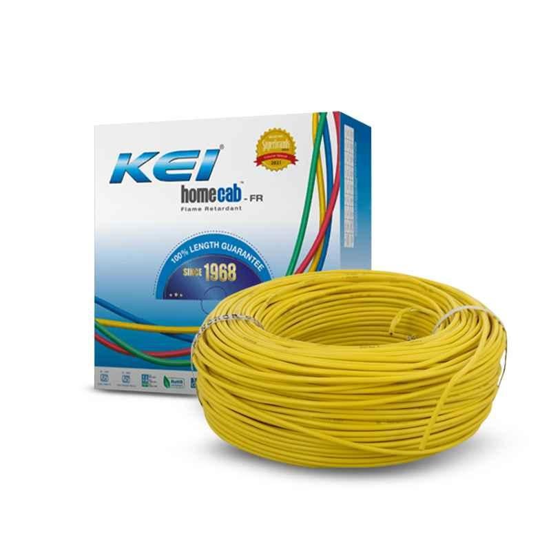KEI 16 Sqmm Single Core Homecab FR Yellow Copper Unsheathed Flexible Cable, Length: 90 m