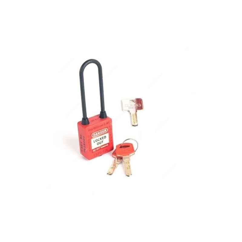 Loto-Lok 80x5mm Nylon Red Three Point Traceability Lockout Padlock, 3PTPRKDMKN80