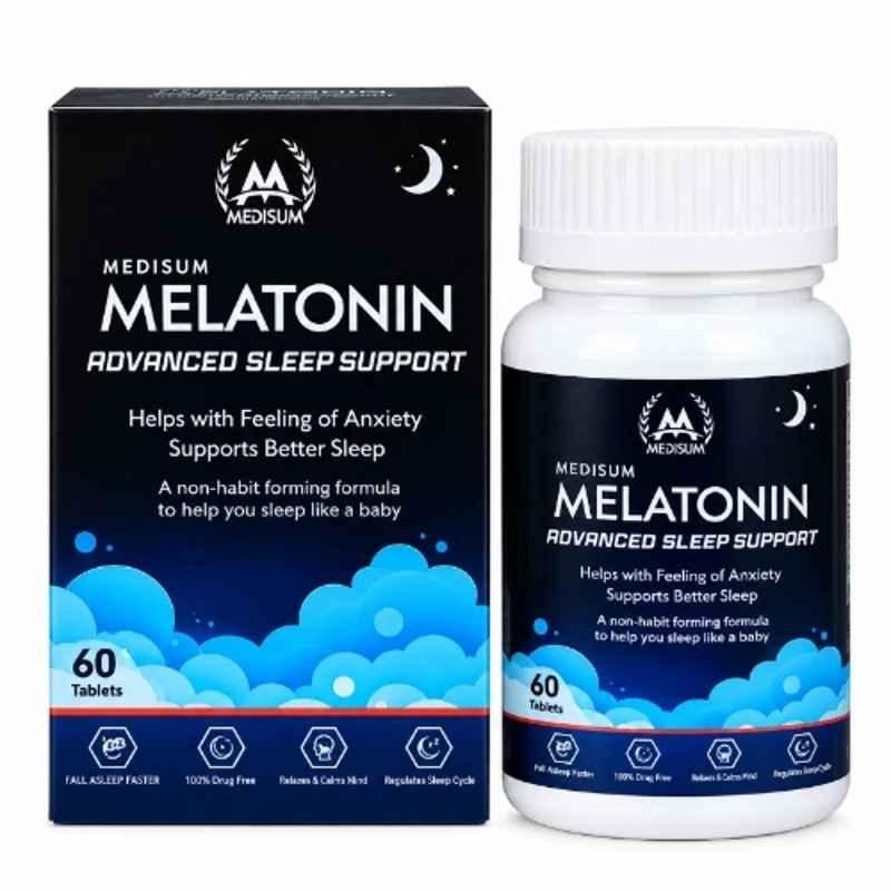 Medisum Biotech 60 Pcs Melatonin Tablet for Helps You Fall Asleep Faster, Reduces Anxiety & Stress