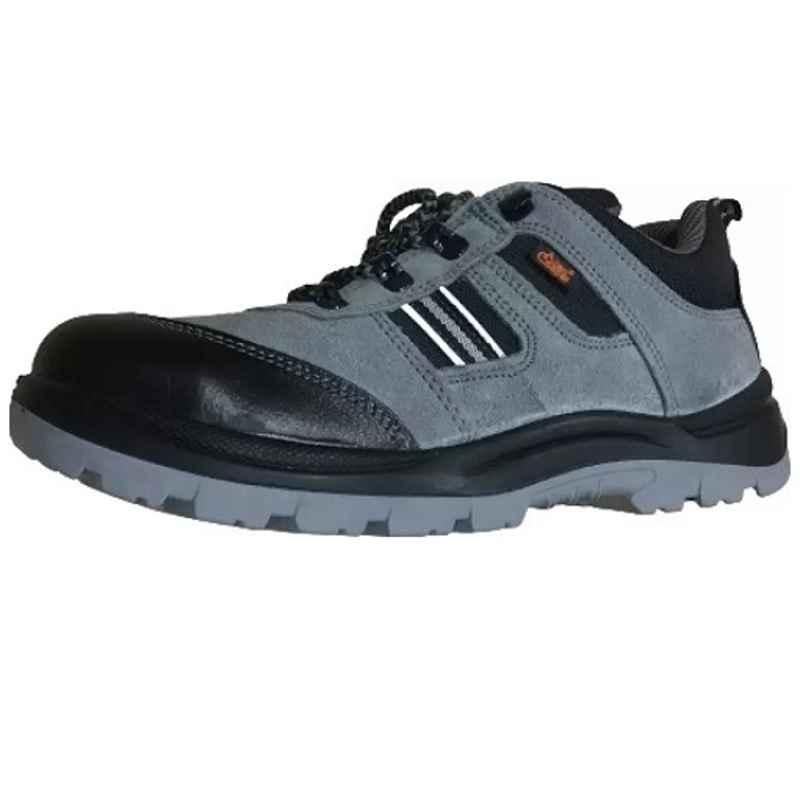 Allen Cooper AC-1226 Leather Composite Cap Toe Black & Grey Safety Shoes, Size: 12