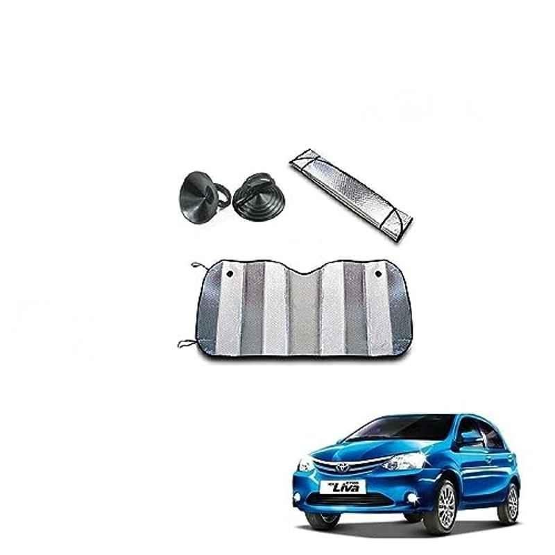 Kozdiko Aluminium Foil UV Protection Silver Windshield Sun Shade for Toyota Etios Liva
