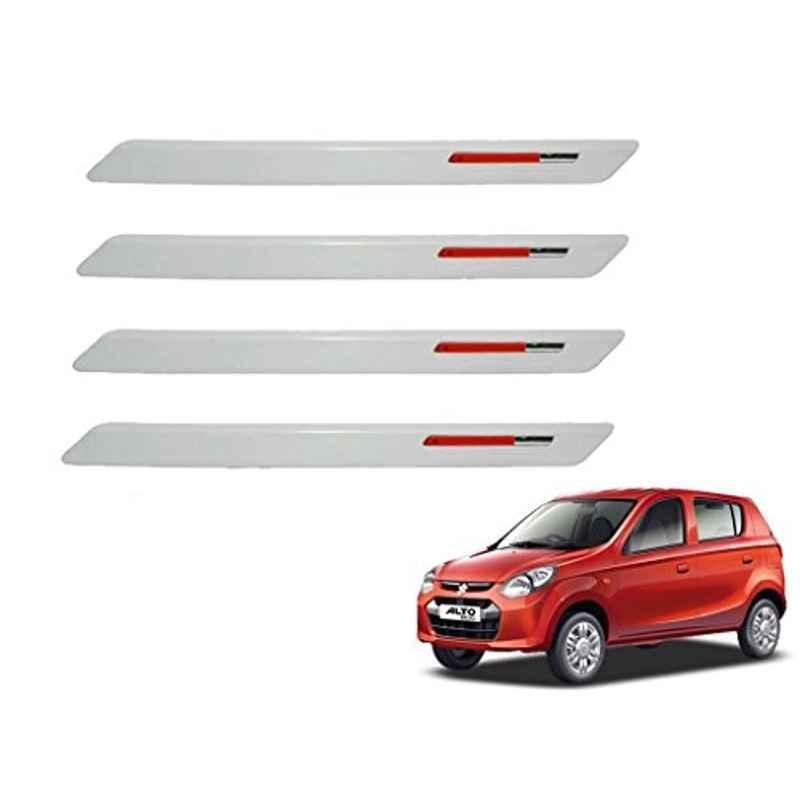 Kozdiko 4 Pcs White & Red Designer Car Bumper Protector Set for Maruti Alto 800