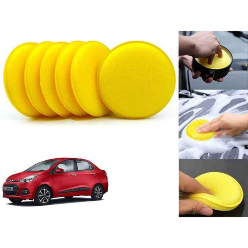 Auto Pearl Polyurethane Beige Washing & Waxing Polish Foam Sponge for Xcent (Pack of 6)