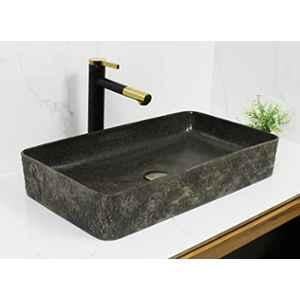 Bassino Art 60x35x11cm Ceramic Black & Grey Wash Basin, BTT_1344