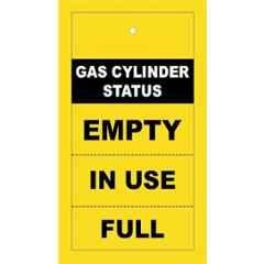 Telly Safety 25 Pcs Cardstock Yellow Empty, in Use & Full Hanging Gas Cylinder Status Tag Set