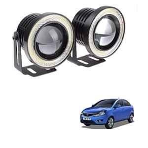 Kozdiko 2 Pcs 3.5 inch 15W High Power LED Projector COB Fog Light Set with White Angel Eye Ring for Tata Zest