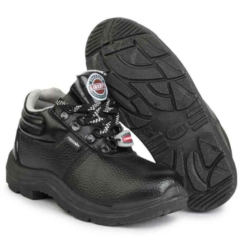Liberty Freedom VIJYATA-2A Leather Steel Toe Black Work Safety Shoes, LIB-V-2A, Size: 11