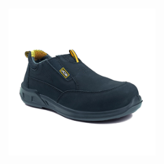 JCB Glide S1 Nubuck Leather Black Steel Toe Slip-On Safety Shoes for Men, Size: 7