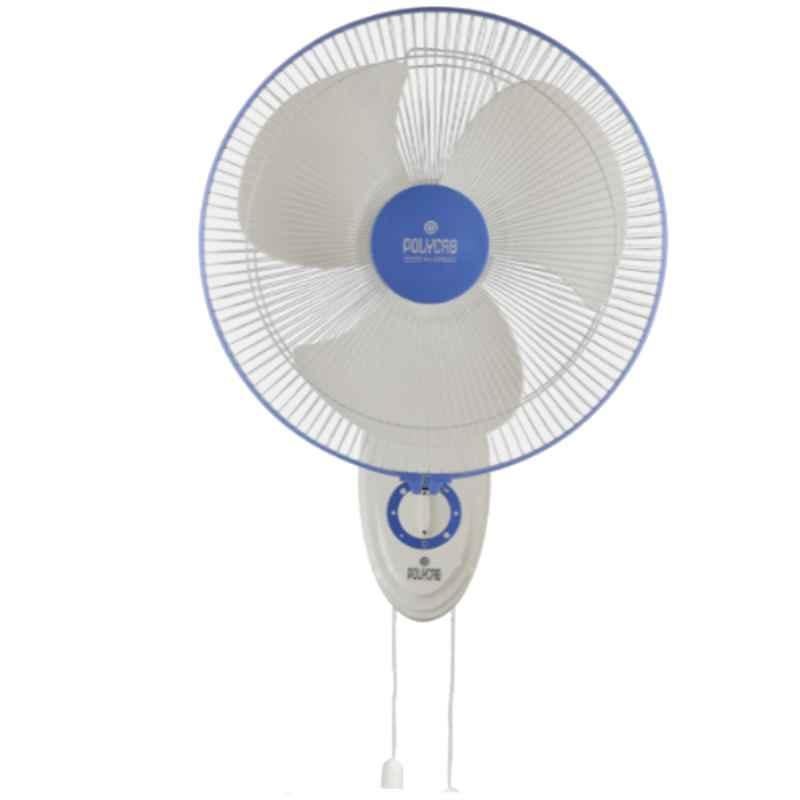 Polycab Thunderstorm 125W White Blue Wall Fan, FWAHSST010P, Sweep: 400 mm