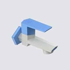RN G20 15mm PTMT White & Blue Gold Foam Flow Long Body Bib Cock with Flange, RNG2019A32