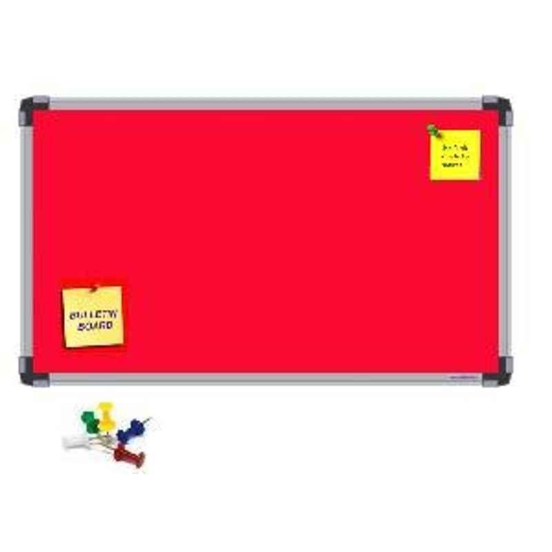 Nechams 1.5'x1' Fabric Notice Board Economy Series RED FABRED151UF