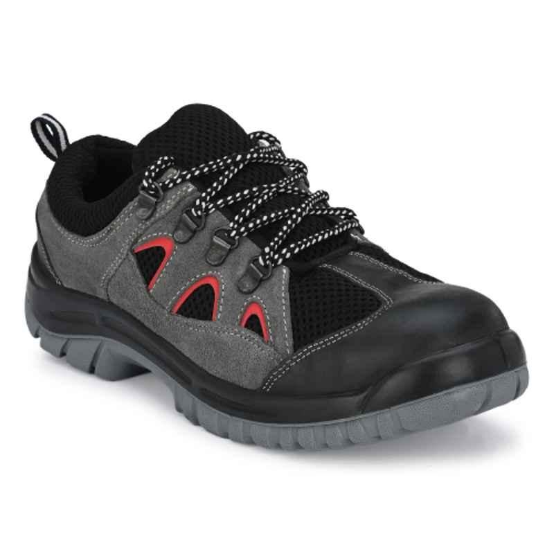 Kavacha Rhino Leather Steel Toe Grey Double Density Work Safety Shoes, KV-DDRHINO-07, Size: 7