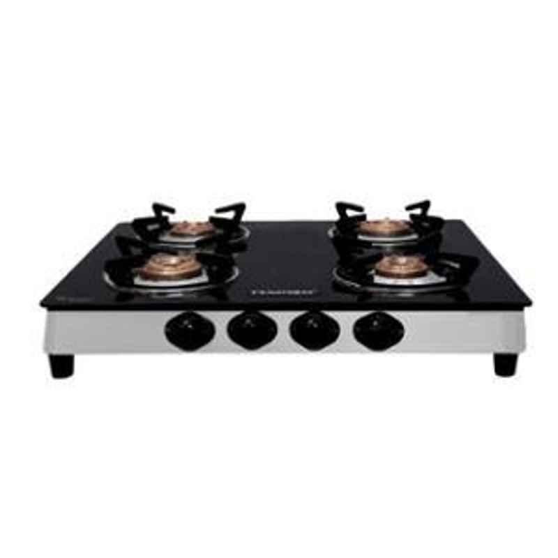 Macizo Aspro 4 Burner Manual Ignition Black Glass Gas Stove