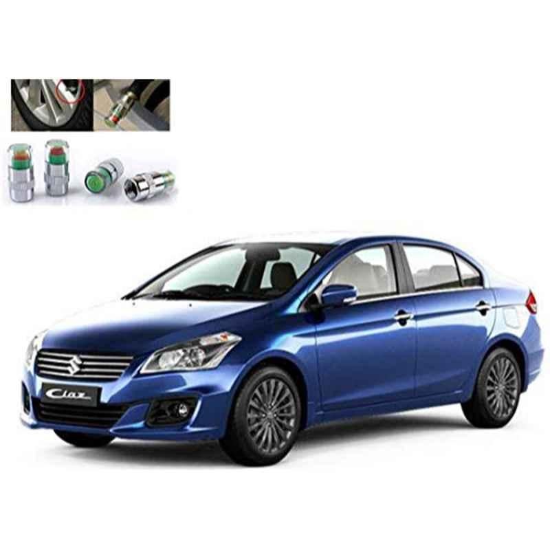 Kozdiko 4 Pcs Iron Air Alert Car Tyre Valve Caps Set for Maruti Suzuki Ciaz Facelift 2018-Present