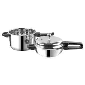 Vinod Regular 5 Litre & 3.5 L 18/8 Stainless Steel Induction Friendly Pressure Cooker Combo Set, DUOPANJR (Pack of 5)