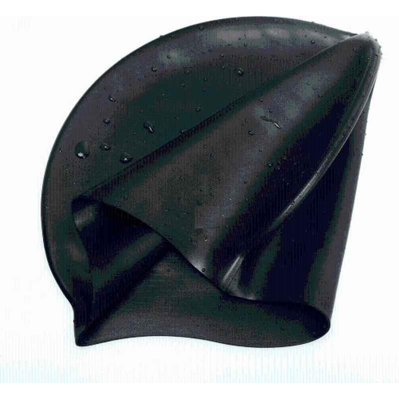 Matrica Black Non-toxic Tasteless Durable High Elasticity Swimming Cap, Size: Free