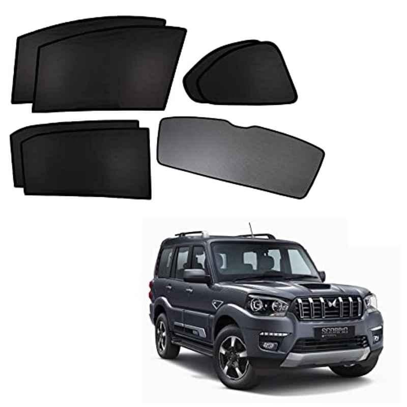Kozdiko 5 Pcs Polyester Black Non Magnetic Window & Rear Sun Shades Set for Mahindra Scorpio N 2022-Present