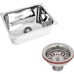 Renvox 24x18 inch Glossy Silver Stainless Steel Bowl Kitchen Vessel Sink with SS Coupling