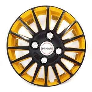 Prigan 4 Pcs 14 inch Black & Yellow Press Fitting Wheel Cover Set for Mahindra KUV100