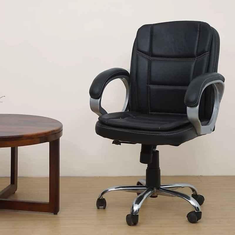 Mezonite Medium Back Cushioned Black Executive Chair, KI614