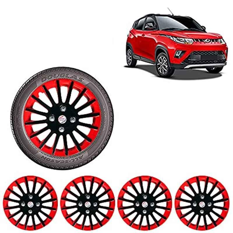 Auto Pearl 4 Pcs 14 inch ABS Red & Black Car Wheel Cover Set for Mahindra Mahindra KUV100 NXT