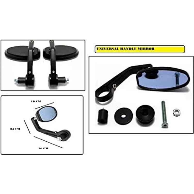 AOW Handle Bar End Side Mirror Rear View Ovel Mirror for Honda CB Twister (Set of 2)
