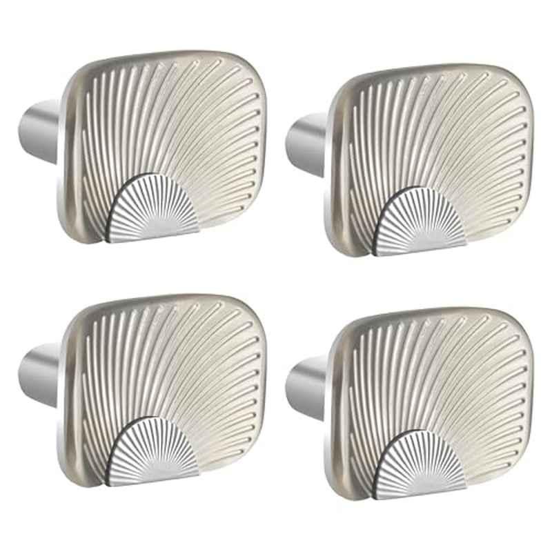 Plantex Knobs for Drawers/Drawer Knobs/Rectangle Knob for Cabinets/Pull-Push Knob for Kitchen/Bedroom/Drawer (Pack of 4) Satin Steel & Chrome