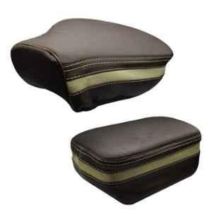 AllExtreme EXECSBC Brown & Beige PU Leather Seat Cover with Anti Skid Split Type Cushion