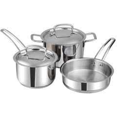 Vinod 3 Pcs Stainless Steel Induction Friendly Classique Deluxe Cookware Set, DLXCLA3 (Pack of 3)