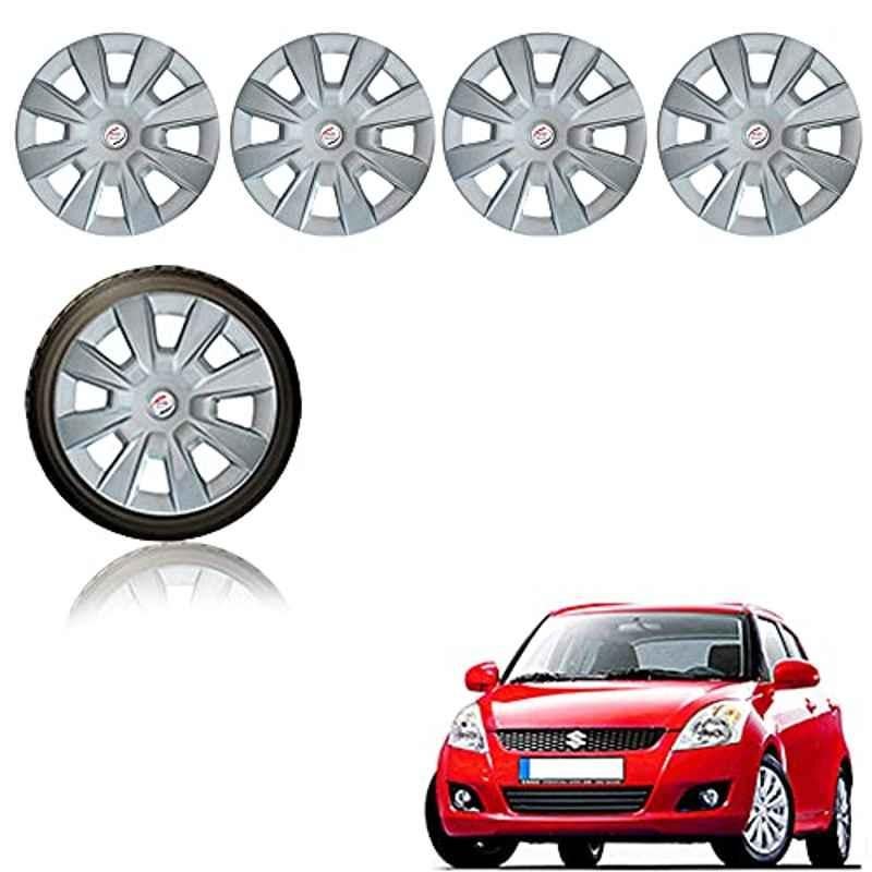 Auto Pearl 4 Pcs 14 inch ABS Silver Car Wheel Cover Set for Maruti Suzuki Swift Type 2