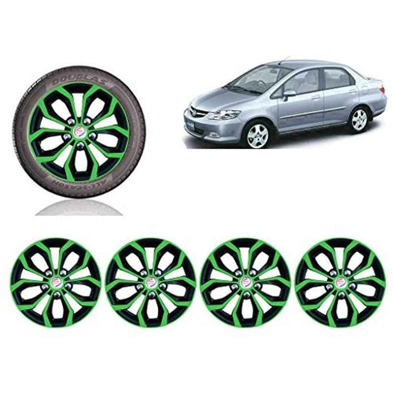 Auto Pearl 4 Pcs 14 inch ABS Green & Black Car Wheel Cover Set for Honda City Zx